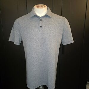 Lululemon Mens Large Metal Vent Tech Polo Stretch Shirt Gray Cotton Blend
